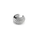 Wide Ear Cuff, Silver with White Stones