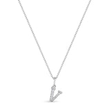 Petite Letter Necklace - Sterling SIlver & White Rhodium on Sterling Silver