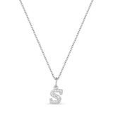 Petite Letter Necklace - Sterling SIlver & White Rhodium on Sterling Silver
