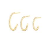 Mini Hoops with Stones, Gold - 14 mm