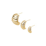Ribbed Earrings Small, Gold