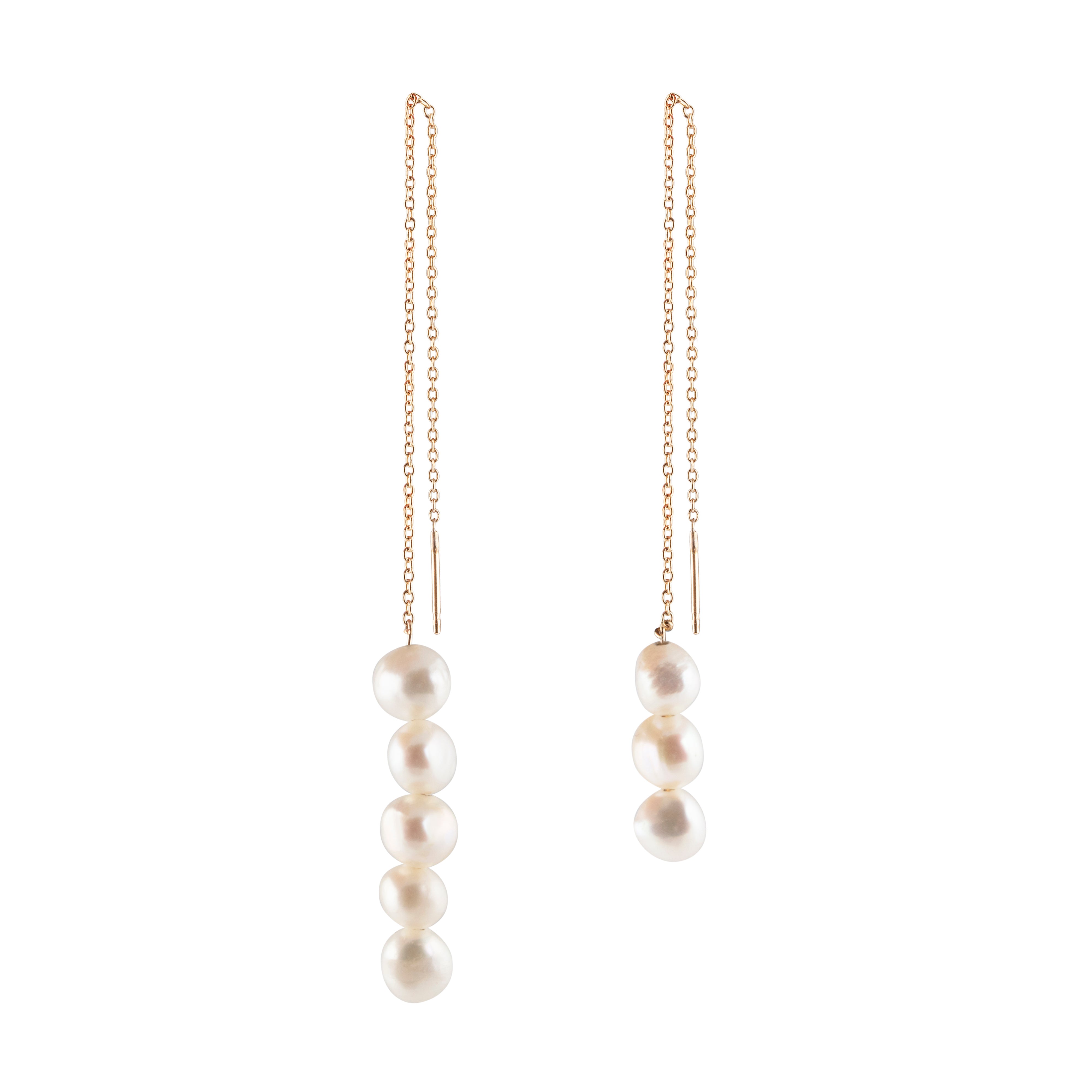 Pearl Earrings with gold chain