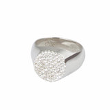 Multi Stones Signet Ring, Silver with White Stones