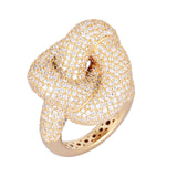 Triple Knot Ring, Gold with White Stones