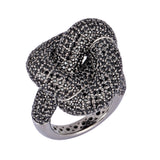 Triple Knot Ring, Black with Black Stones