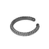 Multi Stones Ear Cuff, Black with White Stones