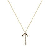 Arrow Necklace, Gold with Black Stones