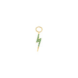 Bolt Earring Pendant, Gold with Green Stones