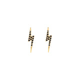 Bolt Ear Stud, Gold with Black Stones