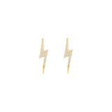 Bolt Ear Stud, Gold with White Stones