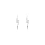 Bolt Ear Stud, Silver with White Stones