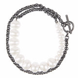 PEARLS. CHAINS. Double Bracelet, Black