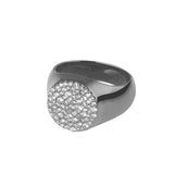 Multi Stones Signet Ring, Black with White Stones
