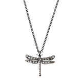 Diamond Dragonfly Necklace, Black