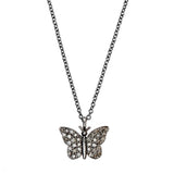 Diamond Butterfly Necklace, Black