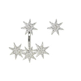Five Star Earring, Silver with White Stones