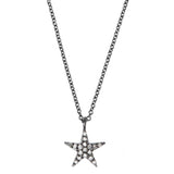 Large Diamond Star Necklace, Black