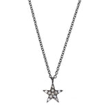 Small Star Diamond Necklace, Black