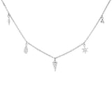 5 Charm Necklace, Silver