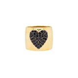 Heart Ring, Gold with Black Stones