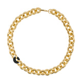 Chunky Chain Necklace, Gold with Black Link