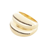 Double VOID Ring, Gold with Black Stones