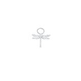 Dragonfly Earring Pendant, Silver with White Stones