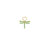 Dragonfly Earring Pendant, Gold with Green Stones
