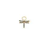 Dragonfly Earring Pendant, Gold with Black Stones