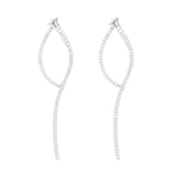 Loop Earrings, Silver with White Stones