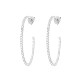 Hoops with Stones, Silver with White Stones