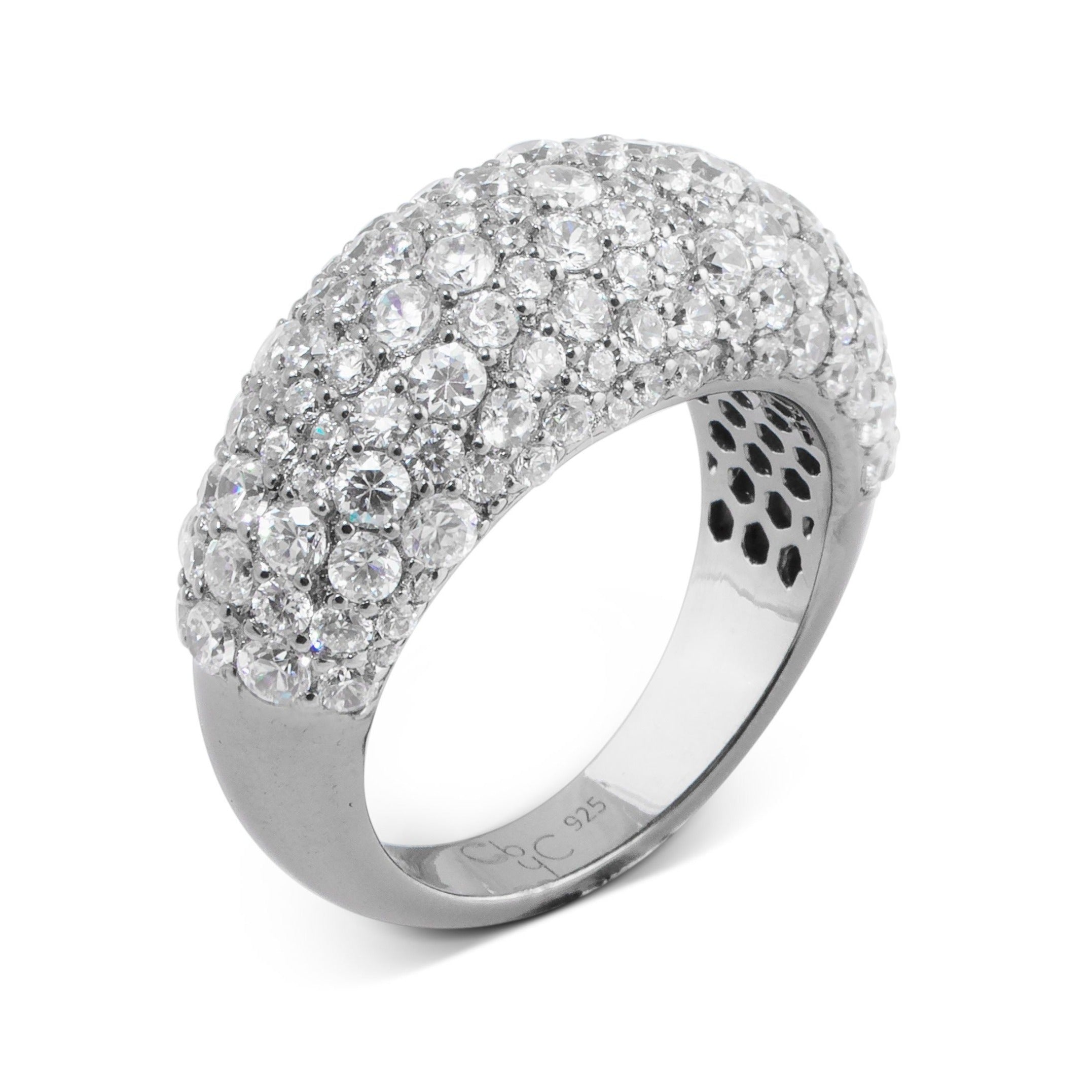 Sterling silver ring with cubic zirconia statement ring