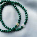 Malachite Bracelet with Gold Diamond Heart