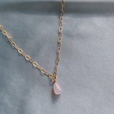 Light Pink Chalcedony Drop Necklace