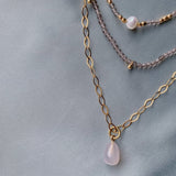 Smoky Quartz. Pearl. Necklace