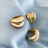 Double VOID Ring, Gold with Black Stones