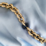 Chunky Chain Necklace, Gold with Black Link