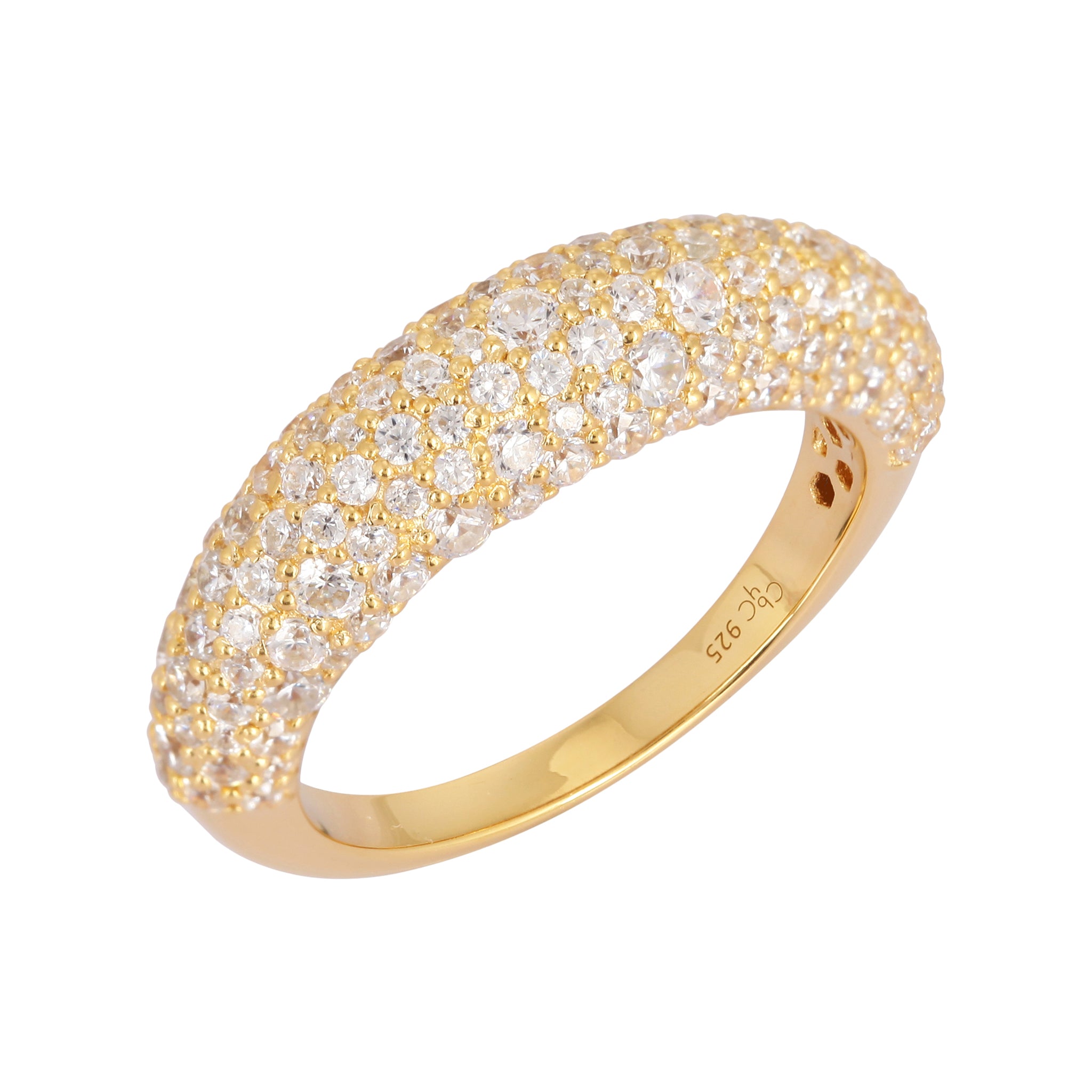 Gold vermeil ring with Cubic Zirconia durable statement ring 