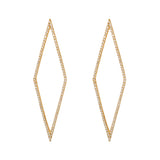 Rhomb Earrings, Gold with White Stones