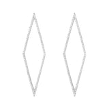 Rhomb Earrings, Silver with White Stones
