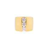 Three Stones Cigar Ring, Gold with White Stones