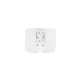 Three Stones Cigar Ring, Silver with White Stones