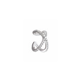 Cross Ear Cuff, Silver with White Stones