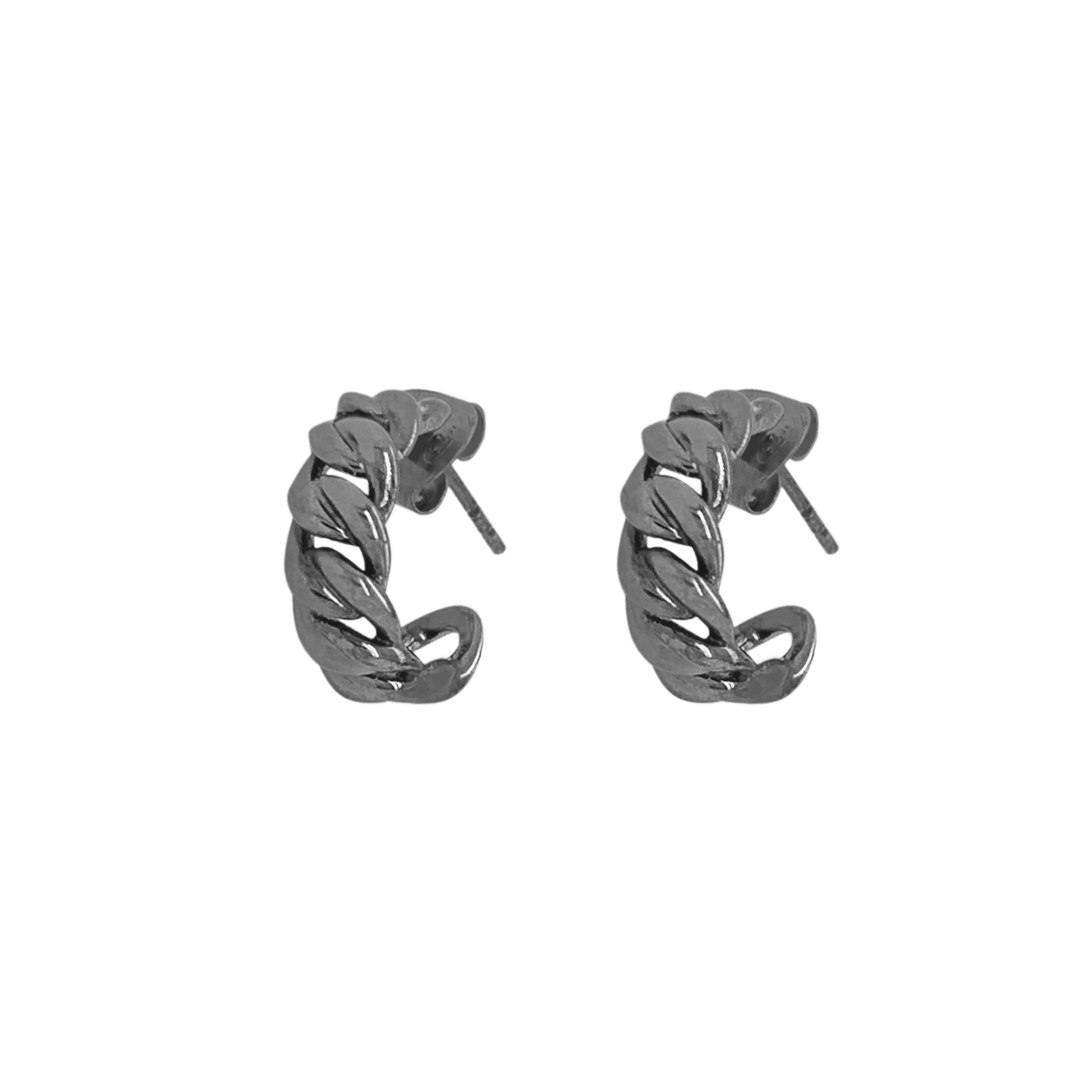 Black rhodium hoops chain look 16mm