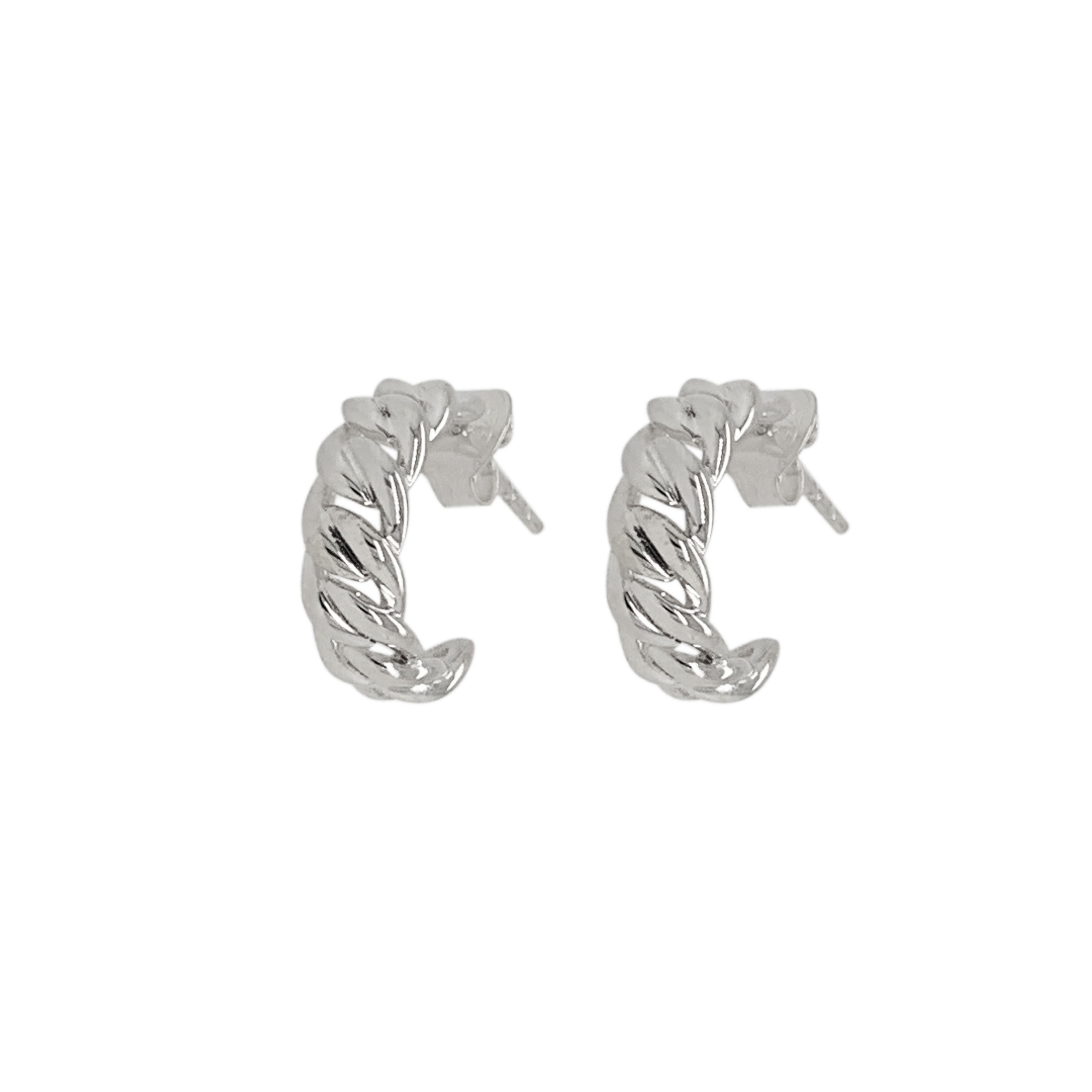 Sterling silver hoops chain look 16mm