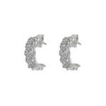 Sterling silver hoops chain look 16mm with cubic zirconia