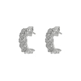 Sterling silver hoops chain look 16mm with cubic zirconia