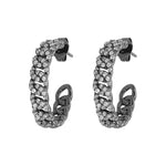 Black rhodium hoops chain look 25mm with cubic zirconia