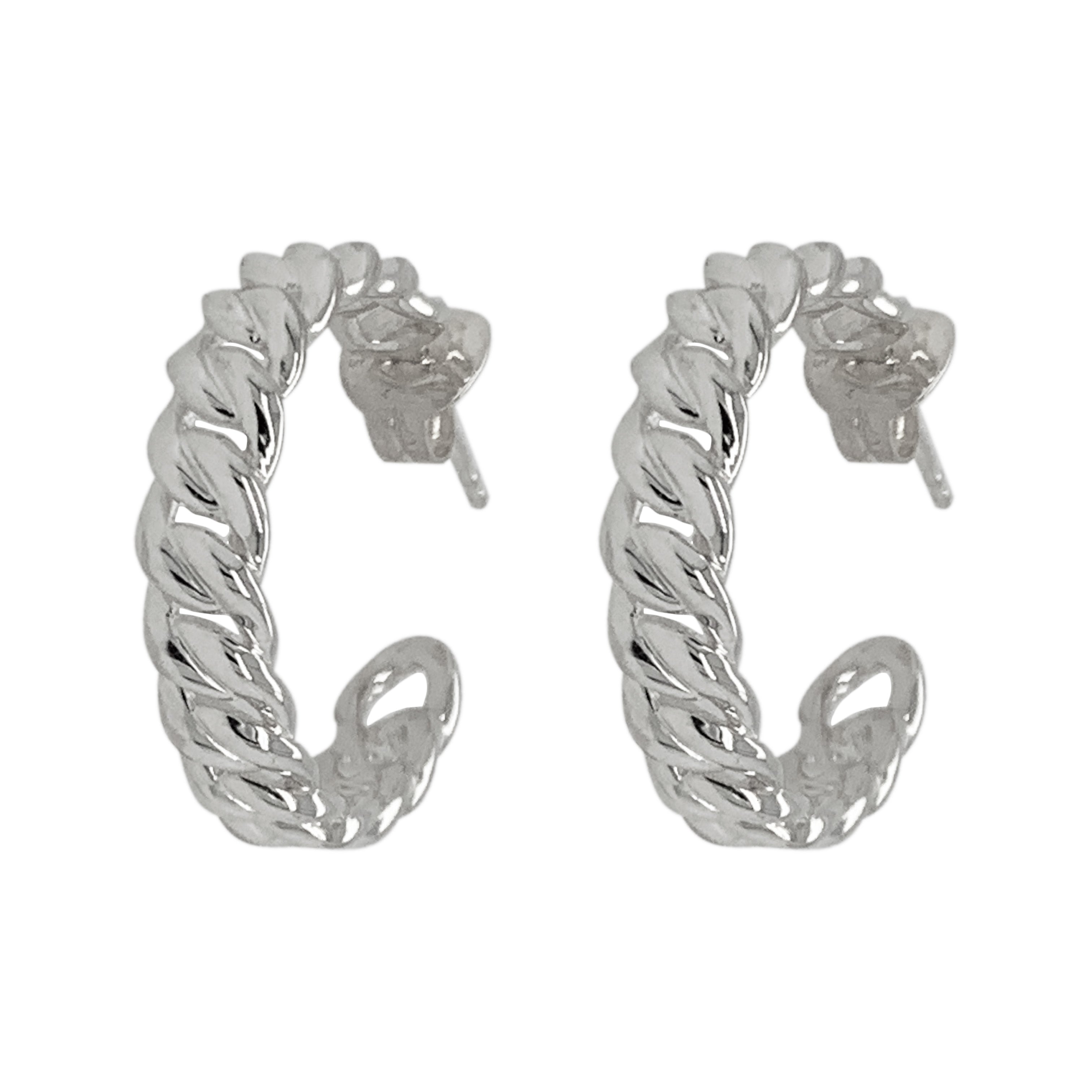 Sterling silver hoops chain look 25mm