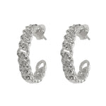 Sterling silver hoops chain look 25mm with cubic zirconia